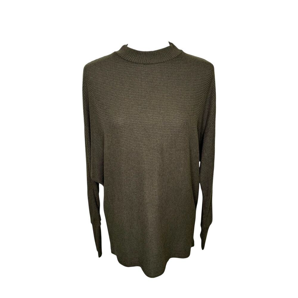 Matty M Forest Green Mock Turtleneck Dolman Sleeve Soft Tunic Sweater Small